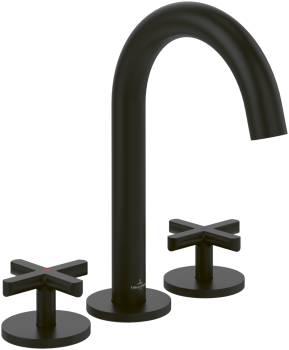 - Villeroy&Boch Loop&Friends bateria umywalkowa trzy otworowa, czarny mat TVZ106009000K5 - TVZ106009000K5 - Łazienki Szydłowski