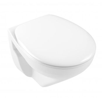  - VILLEROY&BOCH  O.NOVO miska WC wisząca Compact 36 x 50 cm , bez kołnierza, z deską sedesową wolnopadającą biała 7667HR01 - 7667HR01 - Łazienki Szydłowski