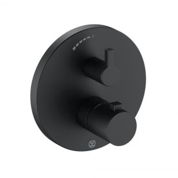 - KLUDI NOVA FONTE PURISTIC bateria prysznicowa z termostatem do jednego odbiornika czarny mat 208353915 - 208353915 - Łazienki Szydłowski