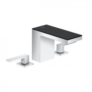  - Axor MyEdition 3-otworowa bateria umywalkowa 110 z kompletem odpływowym Push-Open chrom/czarne szkło 47070600 - 47070600 - Łazienki Szydłowski