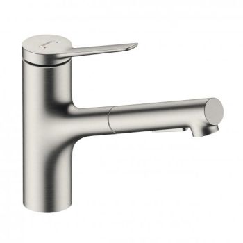 - HANSGROHE Zesis M33 bateria kuchenna 150, metalowa wyciągana wylewka, 2jet, sBox kolor stal nierdzewna 74821800 - 74821800 - Łazienki Szydłowski