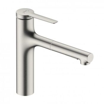- HANSGROHE Zesis M33 bateria kuchenna 160, metalowa wyciągana wylewka, 2jet stal szlachetna Finish 74822800 - 74822800 - Łazienki Szydłowski