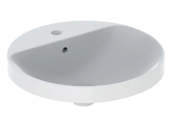  - GEBERIT Variform Umywalka wpuszczana w blat, okrągła, z półką, 48 cm z przelewem, z otworem na baterie, szkliwiony spód biała 500705012 - 500.705.01.2 - Łazienki Szydłowski