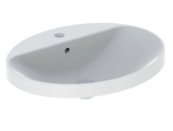  - GEBERIT Variform Umywalka wpuszczana w blat, owalna, 60x48cm, z przelewem, z otworem na baterię, szkliwiony spód biała 500725012 - 500.725.01.2 - Łazienki Szydłowski