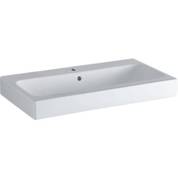  - GEBERIT iCon Umywalka stawiana na blat 75x48,5cm, z przelewem, z otworem na baterię, biała z powłoką KeraTect 124575600 - 124575600 - Łazienki Szydłowski