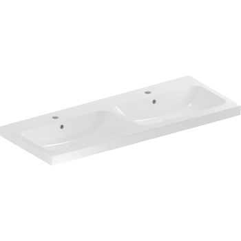  - GEBERIT iCon Light Umywalka podwójna 120 x 48 cm, z dwoma przelewami, z dwoma otworami na baterię, KeraTect 501838002 - 501.838.00.2 - Łazienki Szydłowski