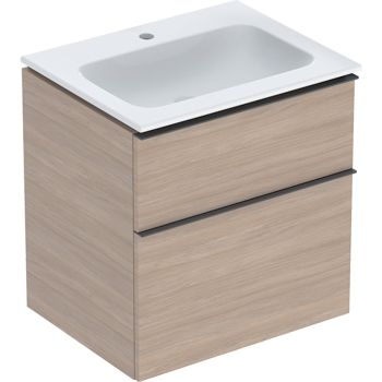  - GEBERIT iCon biała umywalka 60cm z szafką dąb naturalny, z KeraTect 502331JH1 - 502.331.JH.1 - Łazienki Szydłowski
