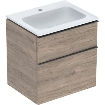 - GEBERIT iCon biała umywalka 60 cm z szafką orzech hikorowy, z KeraTect 502331JR1 - 502.331.JR.1 - Łazienki Szydłowski