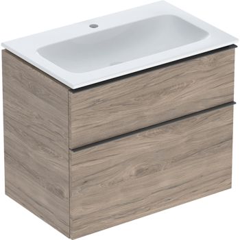  - GEBERIT iCon umywalka  biała z powłoką KeraTectz 75cm szafką orzech hikora 502332JR1 - 502.332.JR.1 - Łazienki Szydłowski