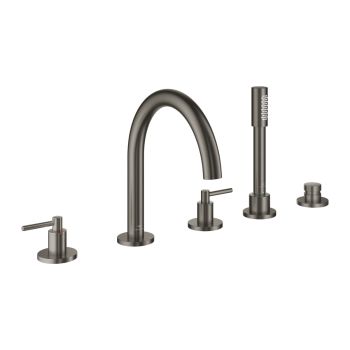 - GROHE-Atrio 5-otworowa bateria wannowa brushed hard graphite 29407AL0 - 29407AL0 - Łazienki Szydłowski