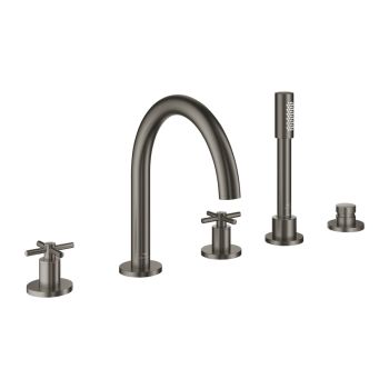 - GROHE-Atrio 5-otworowa bateria wannowa brushed hard graphite 29408AL0 - 29408AL0 - Łazienki Szydłowski
