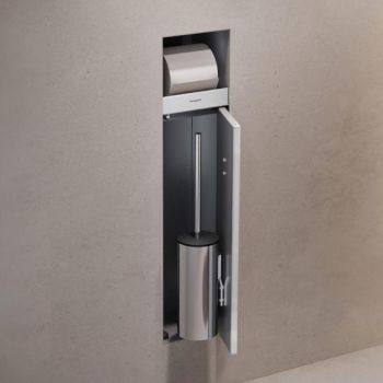  - HANSGROHE XtraStoris Rock Zamykana wnęka do wyłożenia płytkami z pojemnikiem na szczotkę i papier toaletowy ramka drzwi w kolor biały mat 56062700 - 56062700 - Łazienki Szydłowski