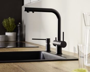  - Blanco Fontas-S II bateria kuchenna z wyciąganą wylewką, dla systemu filtrów czarny mat 526672 - 526672 A - Łazienki Szydłowski