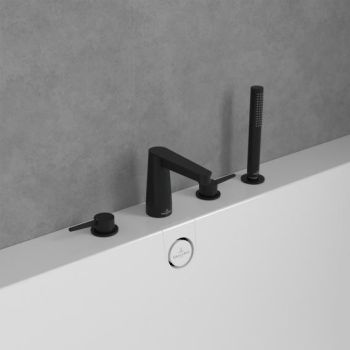 - VILLEROY&BOCH Conum 4-otworowa bateria wannowa do montażu na brzegu wanny czarny mat TVT127002000K5 - TVT127002000K5 - Łazienki Szydłowski