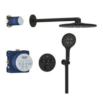 - GROHE-Grohtherm SmartControl Podtynkowy zestaw prysznicowy z deszczownicą Rainshower SmartActive 310 phantom black 34863KF0 - 34863KF0 - Łazienki Szydłowski