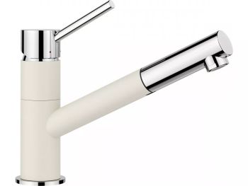 - BLANCO KANO-S bateria kuchenna z wyciąganą wylewką delikatny biały/chrom 526953 - 526953 - Łazienki Szydłowski