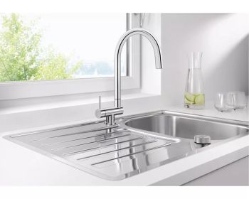 - BLANCO CORESSA-F bateria kuchenna do montażu przy oknie dźwignia z prawej strony chrom 521543 - 521543 - Łazienki Szydłowski