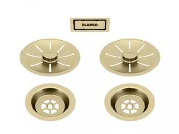  - BLANCO Zestaw do armatury przelewowo-odpływowej InFino, do dwóch komór Satin Gold 203477 - 203477 - Łazienki Szydłowski