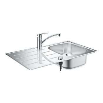 - GROHE-K300 Eurosmart Zlewozmywak 86x50 cm z baterią kuchenną chrom 31565SD1 - 31565SD1 - Łazienki Szydłowski