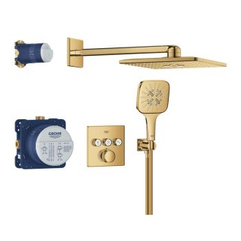 - GROHE-Grohtherm Smartcontrol Zestaw prysznicowy podtynkowy z Rainshower Smartactive 310 Cube cool sunrise 34864GL0 - 34864GL0 AT - Łazienki Szydłowski