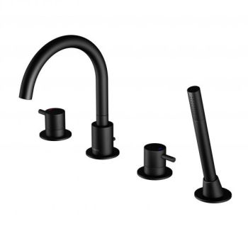  - STEINBERG 100 Bateria nawannowa 4 otworowa czarny mat  1002400S - 100 2400 S - Łazienki Szydłowski