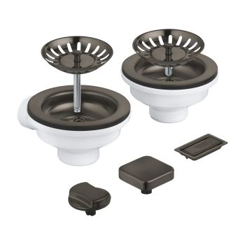 - GROHE-Zestaw odpływowy do zlewozmywaka dwukomorowego brushed hard graphite 40998AL0 - 40998AL0 - Łazienki Szydłowski