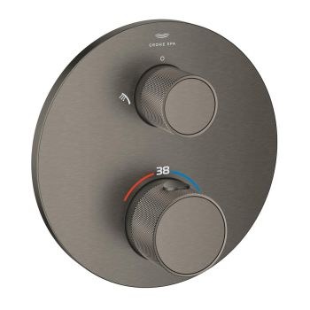 - GROHE-Atrio Private Collection Termostatyczna bateria prysznicowa do obsługi dwóch wyjść wody, pokrętła z nakładką brushed hard graphite 24396AL0 - 24396AL0 - Łazienki Szydłowski