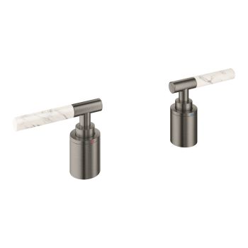 - GROHE-Atrio Private Collection Pokrętła wykonane z materiału White Attica Caesarstone brushed hard graphite 48464AL0 - 48464AL0 - Łazienki Szydłowski