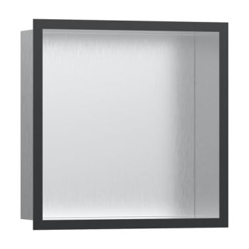  - HANSGROHE XtraStoris Individual Wnęka ścienna 30 x 30 x 10 cm Stal Szlachetna Szczotkowana z ozdobną ramką Czarny Chrom Szczotkowany 56097340 - 56097340 - Łazienki Szydłowski