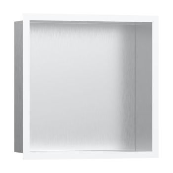  - HANSGROHE XtraStoris Individual Wnęka ścienna 30 x 30 x 10 cm Stal Szlachetna Szczotkowana z ozdobną ramką biały mat 56097700 - 56097700 - Łazienki Szydłowski