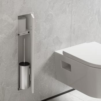  - Hansgrohe XtraStoris Rock Wnęka ścienna z półką, pojemnikiem na szczotkę toaletową i drzwiczkami do wyłożenia płytkami biały mat 56060700 - 56060700 - Łazienki Szydłowski