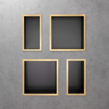  - HANSGROHE XtraStoris Individual Wnęka ścienna 30 x 30 x 10 cm czarny mat z ozdobną ramką złoty optyczny polerowany 56098990 - 56098990 - Łazienki Szydłowski