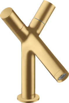 - AXOR Starck 2-uchwytowa bateria umywalkowa 80 z kompletem odpływowym z cięgłem złoty optyczny szczotkowany 10030250 - 10030250 - Łazienki Szydłowski