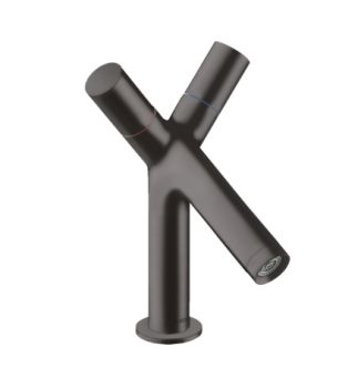 - AXOR Starck 2-uchwytowa bateria umywalkowa 80 z kompletem odpływowym z cięgłem czarny chrom szczotkowany 10030340 - 10030340 u - Łazienki Szydłowski