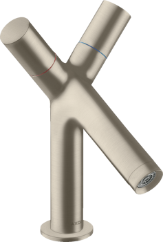  - AXOR Starck 2-uchwytowa bateria umywalkowa 80 z kompletem odpływowym z cięgłem nikiel szczotkowany 10030820 - 10030820 U - Łazienki Szydłowski