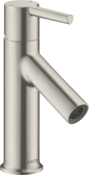  - AXOR Starck Jednouchwytowa bateria umywalkowa 80 do małych umywalek z kompletem odpływowym z cięgłem  stal szlachetna optyczna 10102800 - 10102800 - Łazienki Szydłowski