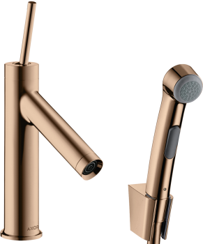 - AXOR Starck Jednouchwytowa bateria umywalkowa 90 z główką Bidette i wężem 160 cm, komplet odpływowy Push-Open czerwony złoty polerowany 10300300 - 10300300 - Łazienki Szydłowski