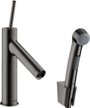  - AXOR Starck Jednouchwytowa bateria umywalkowa 90 z główką Bidette i wężem 160 cm, komplet odpływowy Push-Open czarny chrom polerowany 10300330 - 10300330 - Łazienki Szydłowski