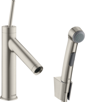  - AXOR Starck Jednouchwytowa bateria umywalkowa 90 z główką Bidette i wężem 160 cm, komplet odpływowy Push-Open Stal Szlachetna Optyczna 10300800 - 10300800 - Łazienki Szydłowski