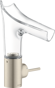  - AXOR Starck V Jednouchwytowa bateria umywalkowa 140 ze szklaną wylewką i niezamykanym kompletem odpływowym nikiel szczotkowany 12112820 - 12112820 U - Łazienki Szydłowski