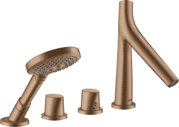  - AXOR Starck Organic 4-otworowa bateria wannowa, termostatyczna do montażu na cokole z płytek czerwone złoto szczotkowane 12426310 - 12426310 - Łazienki Szydłowski