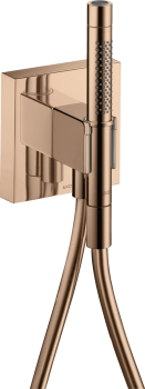 - AXOR Starck Przyłącze węża prysznicowego 12 x 12cm z główką prysznicową 2jet, Slim z uchwytem i wężem czerwony złoty polerowany 12626300 - 12626300 - Łazienki Szydłowski