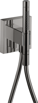  - AXOR Starck Przyłącze węża prysznicowego 12 x 12cm z główką prysznicową 2jet, Slim z uchwytem i wężem czarny chrom polerowany 12626330 - 12626330 - Łazienki Szydłowski