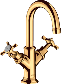 - AXOR Montreux 2-uchwytowa bateria umywalkowa 160 do małych umywalek z uchwytami krzyżowymi i kompletem odpływowym cięgłem 16505990 - 16505990 - Łazienki Szydłowski