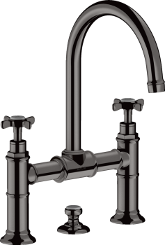  - AXOR Montreux 2-uchwytowa bateria umywalkowa 220 z uchwytami krzyżowymi i kompletem odpływowym z cięgłem czarny chrom polerowany 16510330 - 16510330 - Łazienki Szydłowski