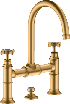  - AXOR Montreux 2-uchwytowa bateria umywalkowa 220 z uchwytami krzyżowymi i kompletem odpływowym z cięgłem mosiądz szczotkowany 16510950 - 16510950 U - Łazienki Szydłowski