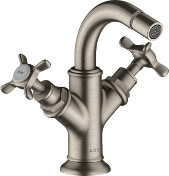 - AXOR Montreux 2-uchwytowa bateria bidetowa z uchwytami krzyżowymi i kompletem odpływowym z cięgłem stal szlachetna optyczna 16520800 - 16520800 - Łazienki Szydłowski