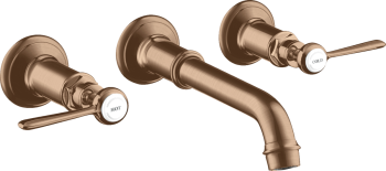 - AXOR Montreux 3-otworowa bateria umywalkowa z uchwytami jednoramiennymi i wylewką 165 - 225 mm, ścienna, podtynkowa czerwone złoto szczotkowane 16534310 - 16534310 - Łazienki Szydłowski