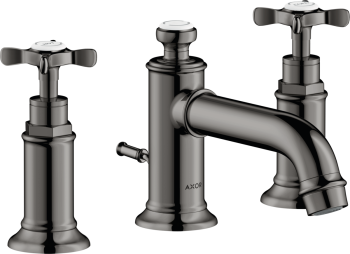  - AXOR Montreux 3-otworowa bateria umywalkowa 30 z uchwytami krzyżowymi i kompletem odpływowym z cięgłem czarny chrom polerowany 16536330 - 16536330 - Łazienki Szydłowski