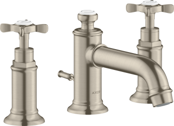 - AXOR Montreux 3-otworowa bateria umywalkowa 30 z uchwytami krzyżowymi i kompletem odpływowym z cięgłem nikiel szczotkowany 16536820 - 16536820 - Łazienki Szydłowski